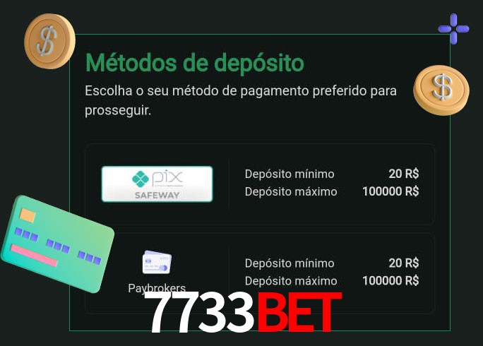 O cassino 7733Bet oferece uma grande variedade de métodos de pagamento